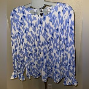 Nine West Blue and White Patterned Blouse